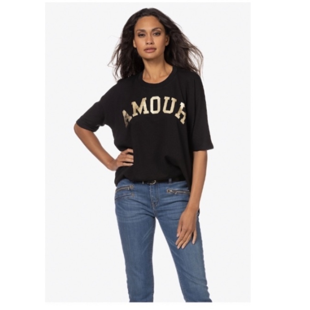 Zadig & Voltaire Walk Foil Amour Tee Shirt- M,L